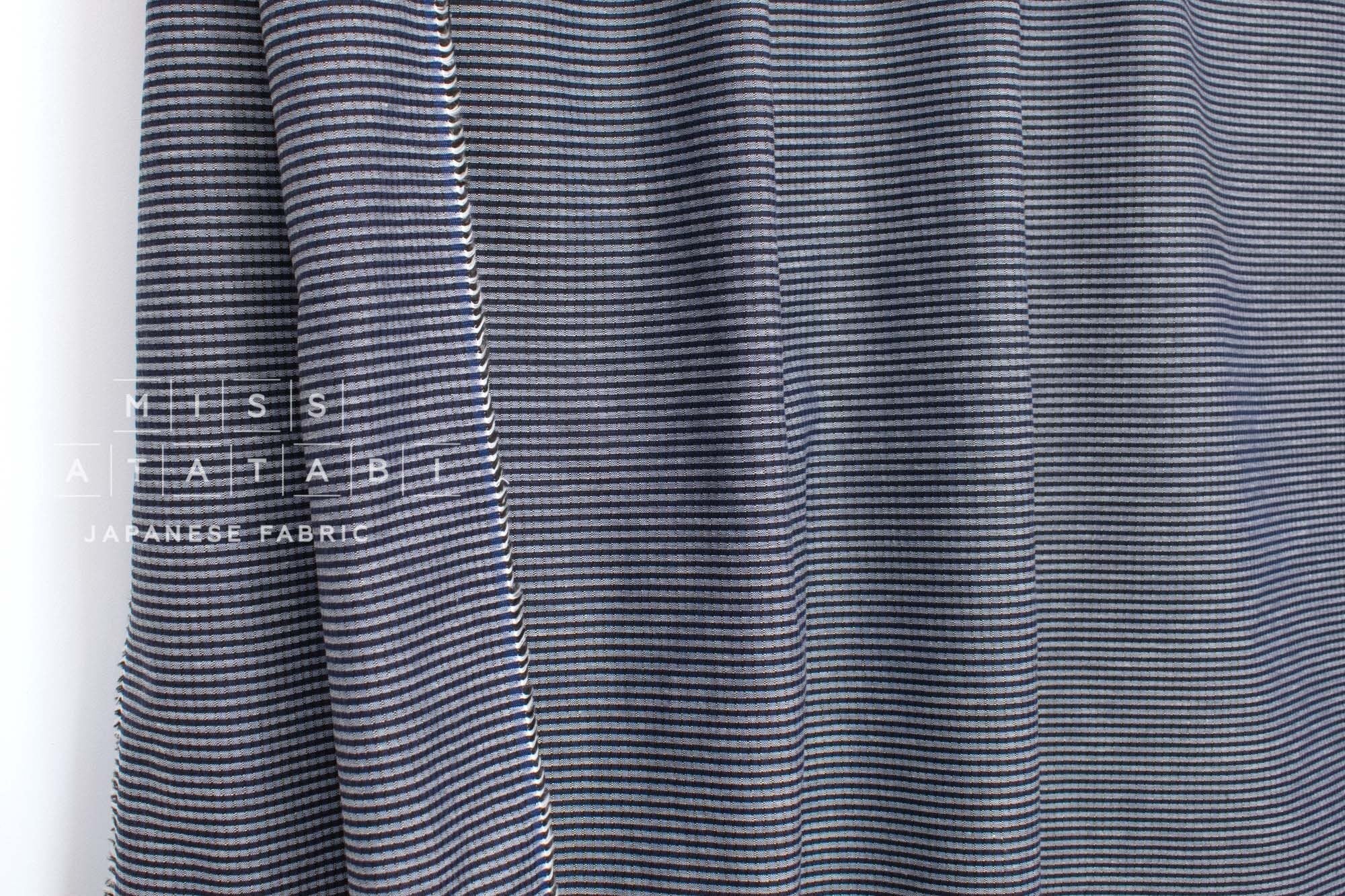 DEADSTOCK Japanese Fabric Yarn Dyed Stripe - blue - 50cm