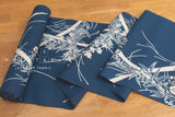 Shokunin Collection Hand-printed Chusen Japanese Yukata Fabric - Take ni Akikusa - blue - 50cm