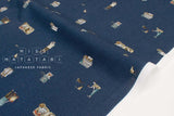 Japanese Fabric Life with Cat - navy blue - 50cm