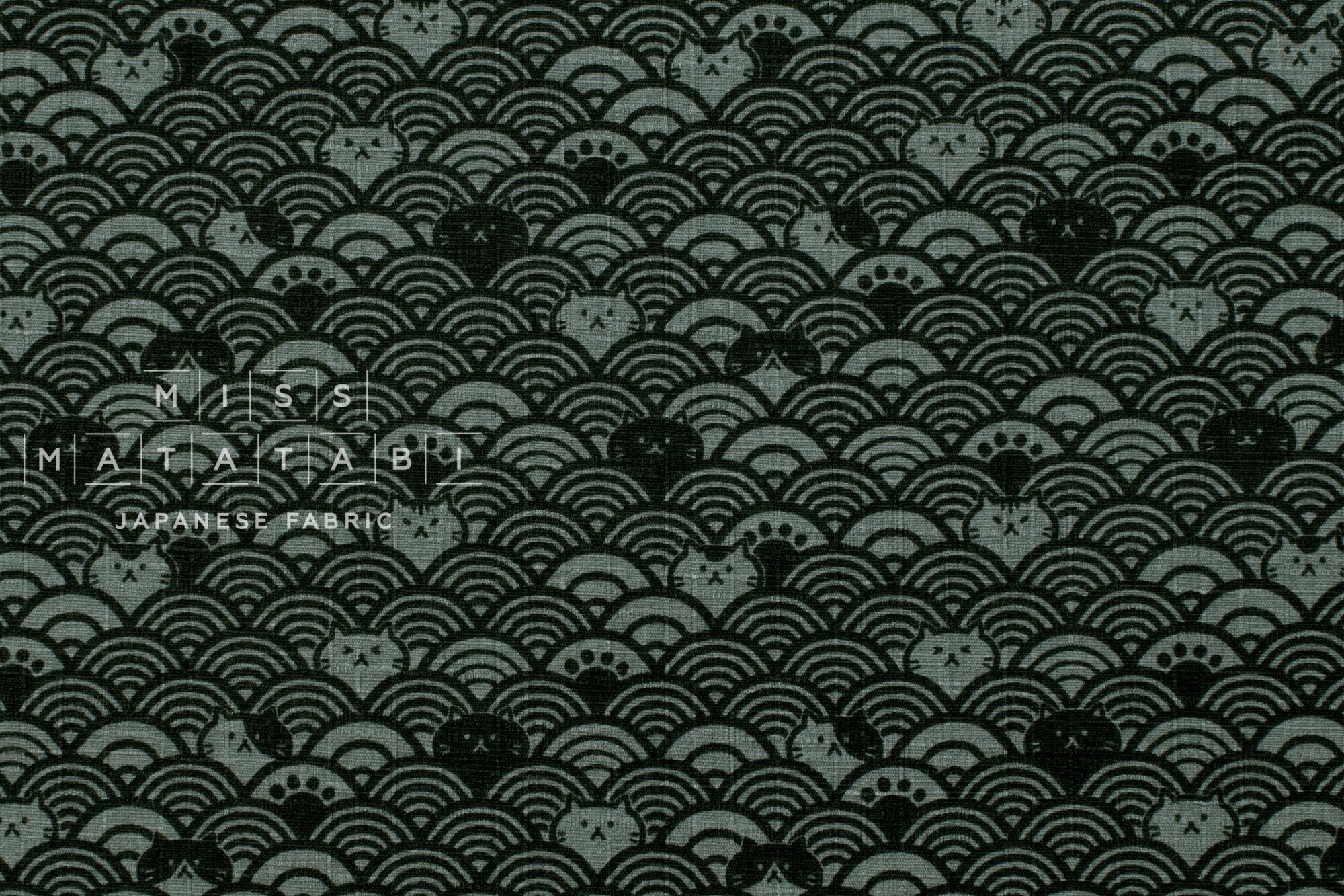 Japanese Fabric Cats in the Sea - grey, black - 50cm