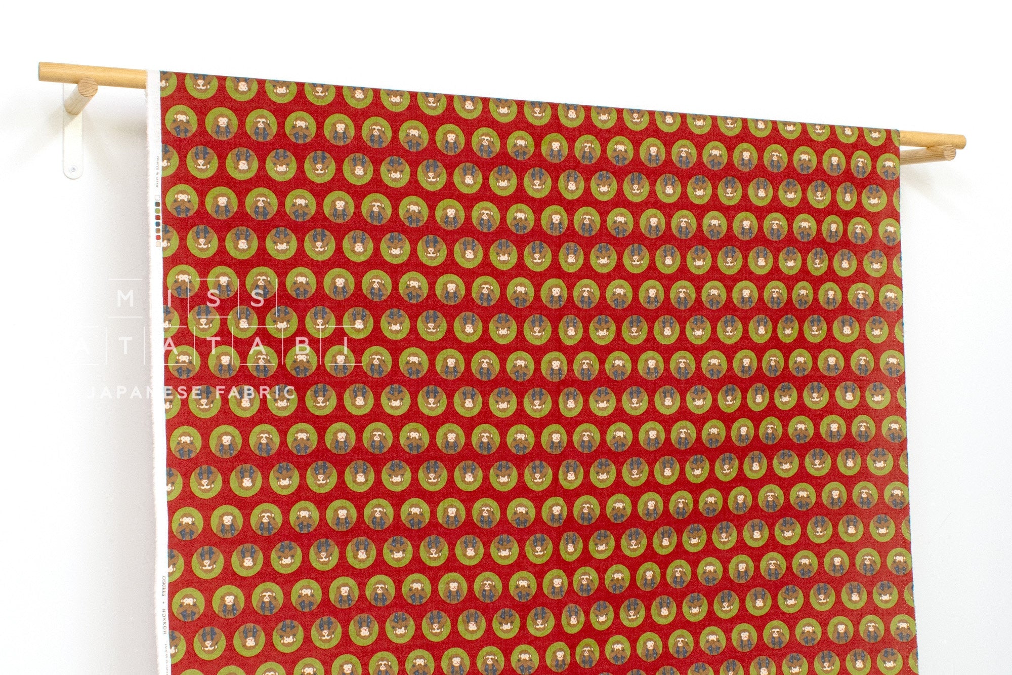 Japanese Fabric Three Wise Monkeys - A - 50cm