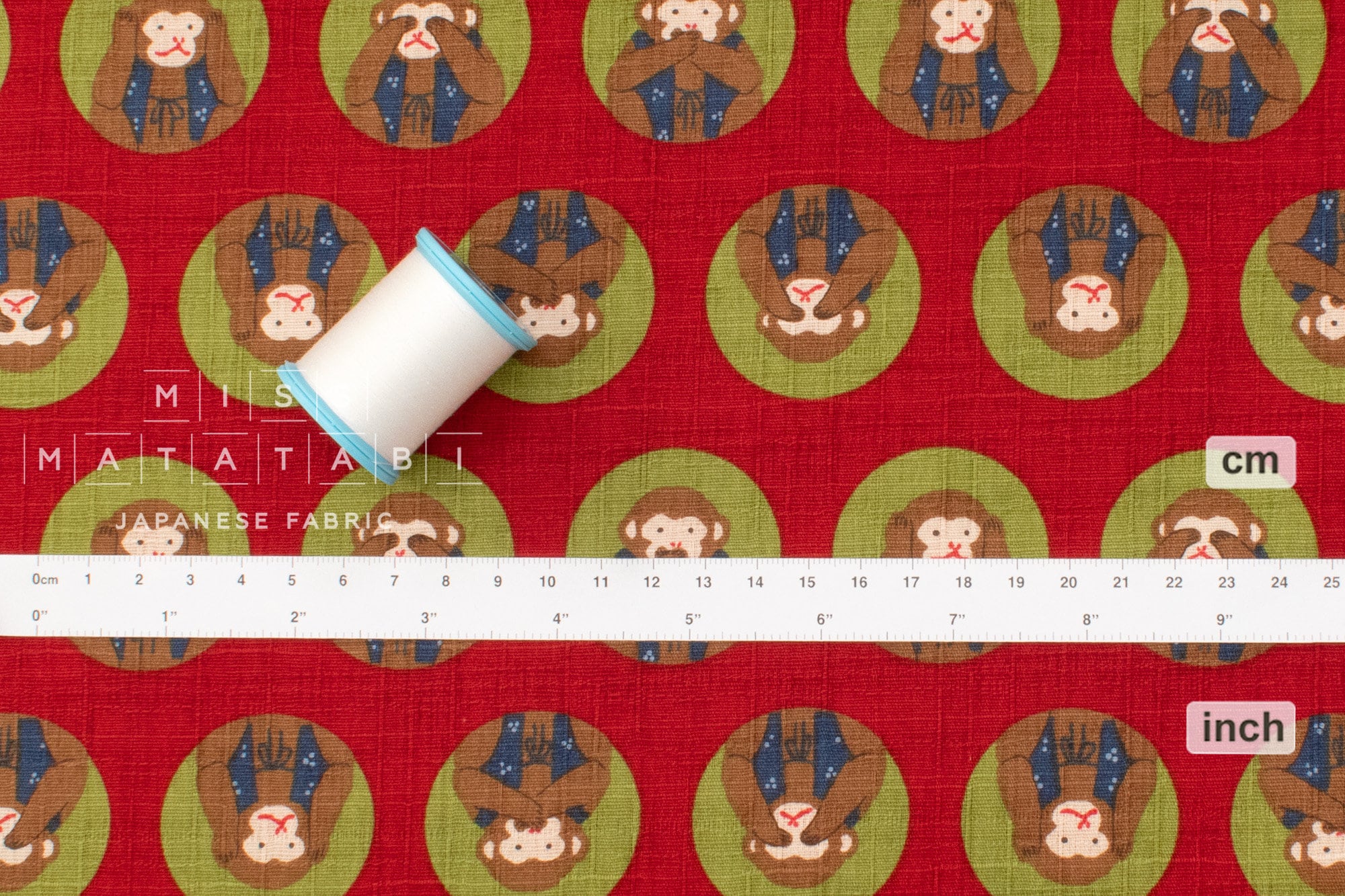 Japanese Fabric Three Wise Monkeys - A - 50cm