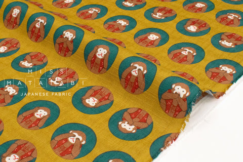 Japanese Fabric Three Wise Monkeys - B - 50cm