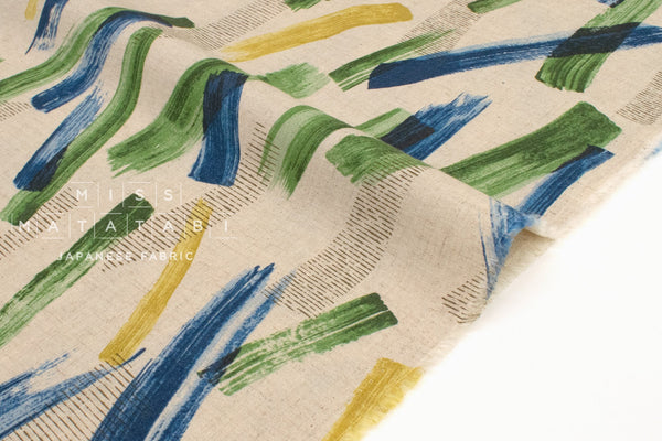 Japanese Fabric Brushstrokes Linen Blend - A - 50cm