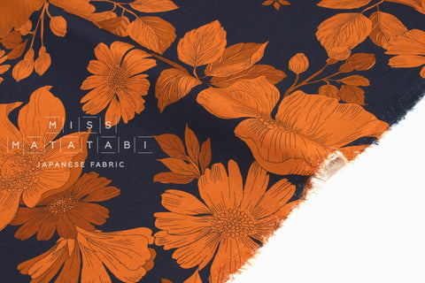 Japanese Fabric Henrietta - orange, navy - 50cm