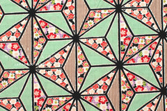 Japanese Fabric Asa Flower Pattern - green - 50cm