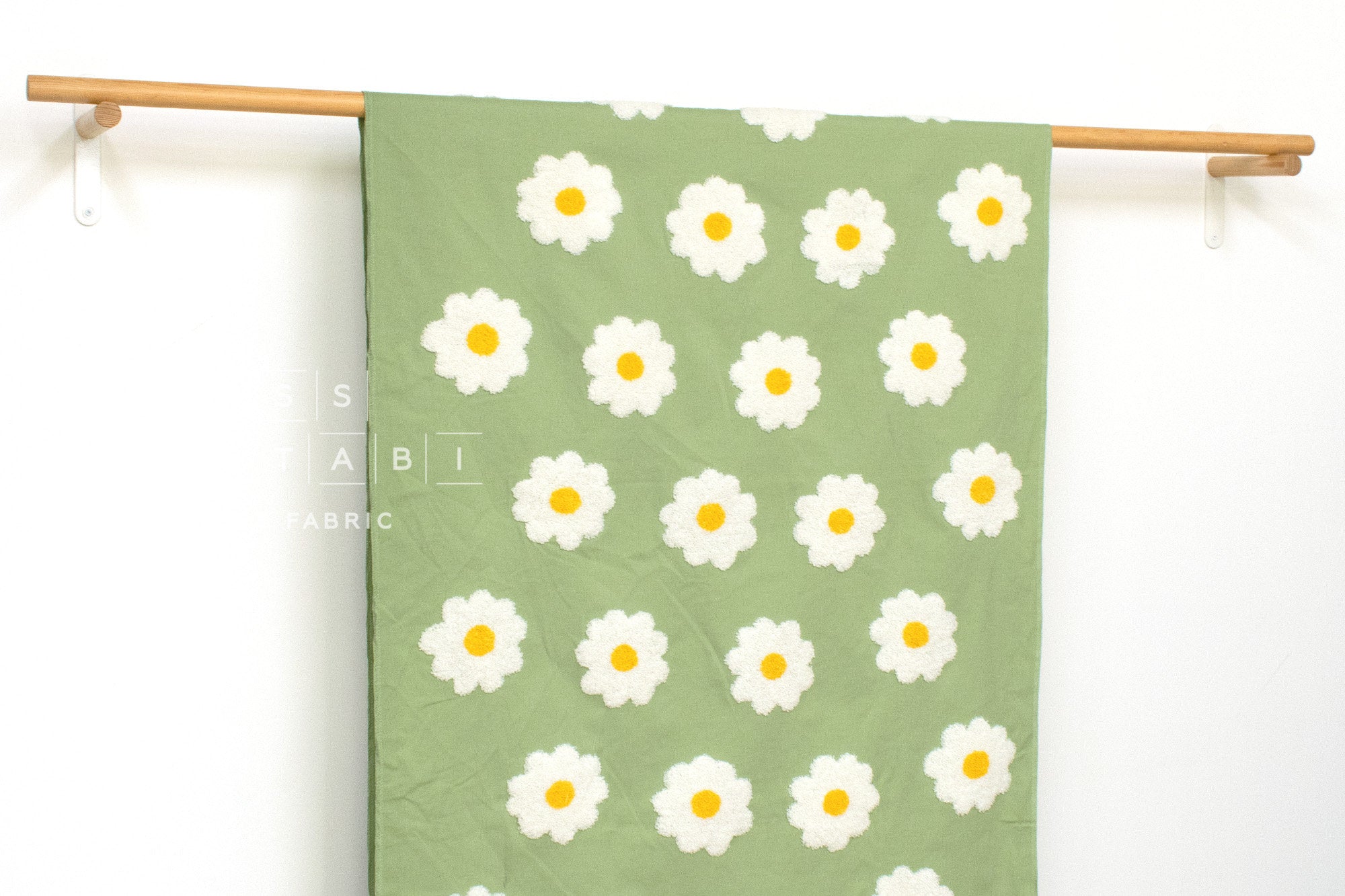 Japanese Fabric Punch Needling Style Floral Embroidery II - green - 50cm