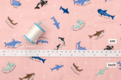 Japanese Fabric Sharks Double Gauze - pink - 50cm