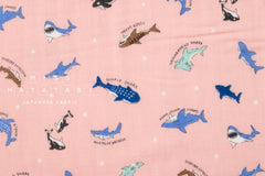 Japanese Fabric Sharks Double Gauze - pink - 50cm