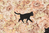Japanese Fabric Boy Cat and Flowers - A - 50cm