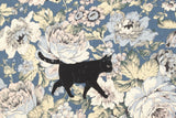 Japanese Fabric Boy Cat and Flowers - E - 50cm