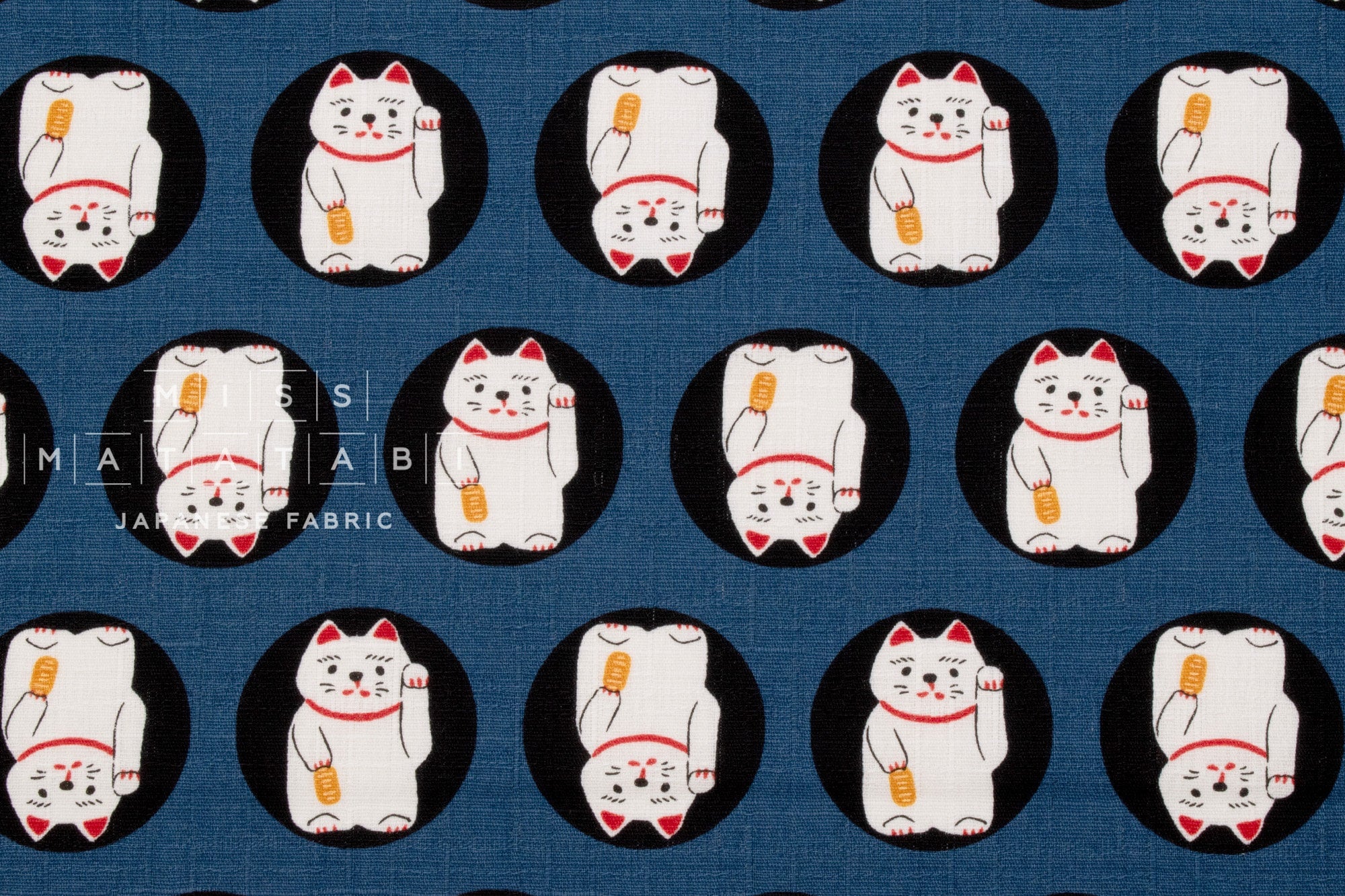 Japanese Fabric Maneki Neko - blue - 50cm