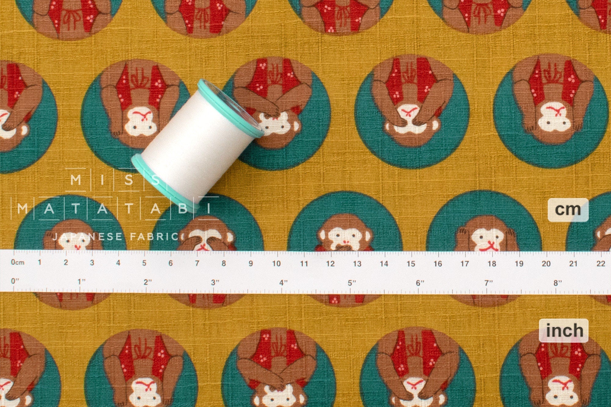 Japanese Fabric Three Wise Monkeys - B - 50cm