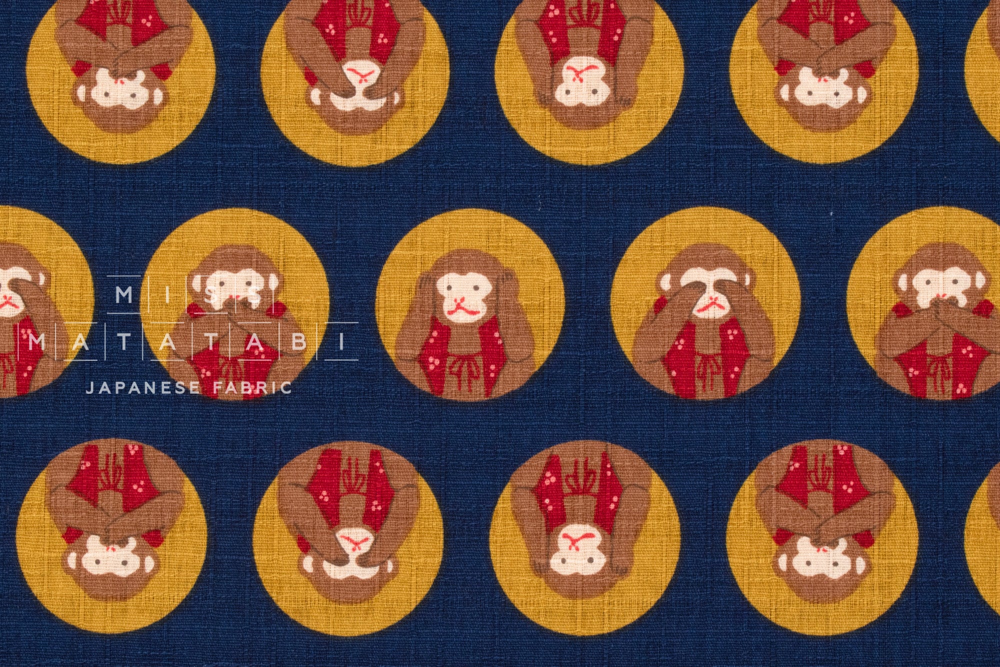 Japanese Fabric Three Wise Monkeys - D - 50cm