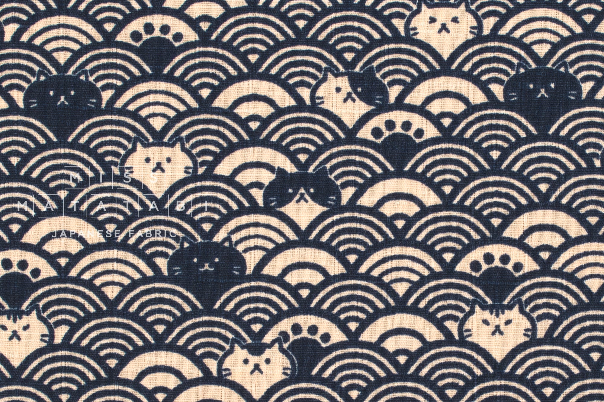 Japanese Fabric Cats in the Sea - C - 50cm