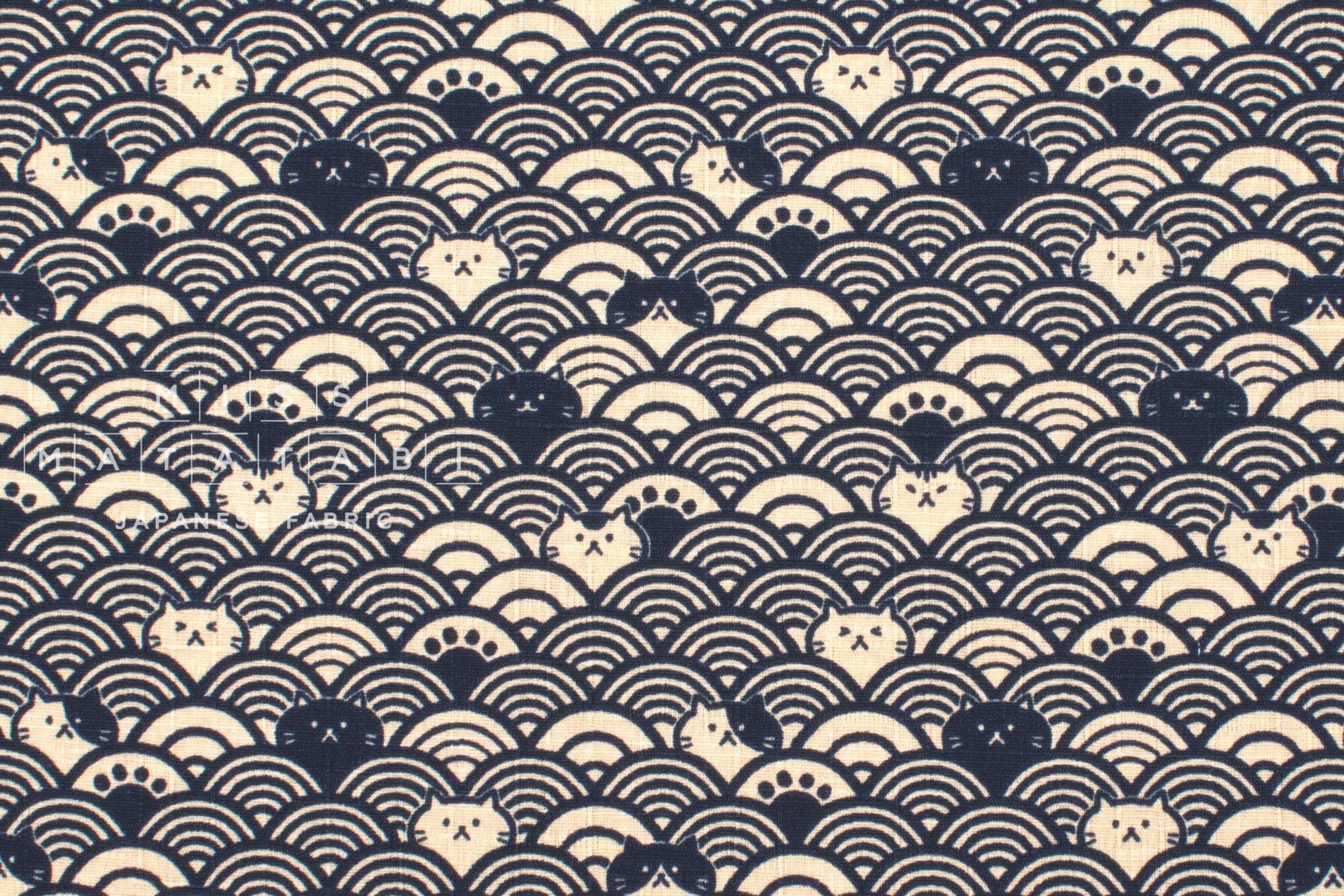 Japanese Fabric Cats in the Sea - C - 50cm