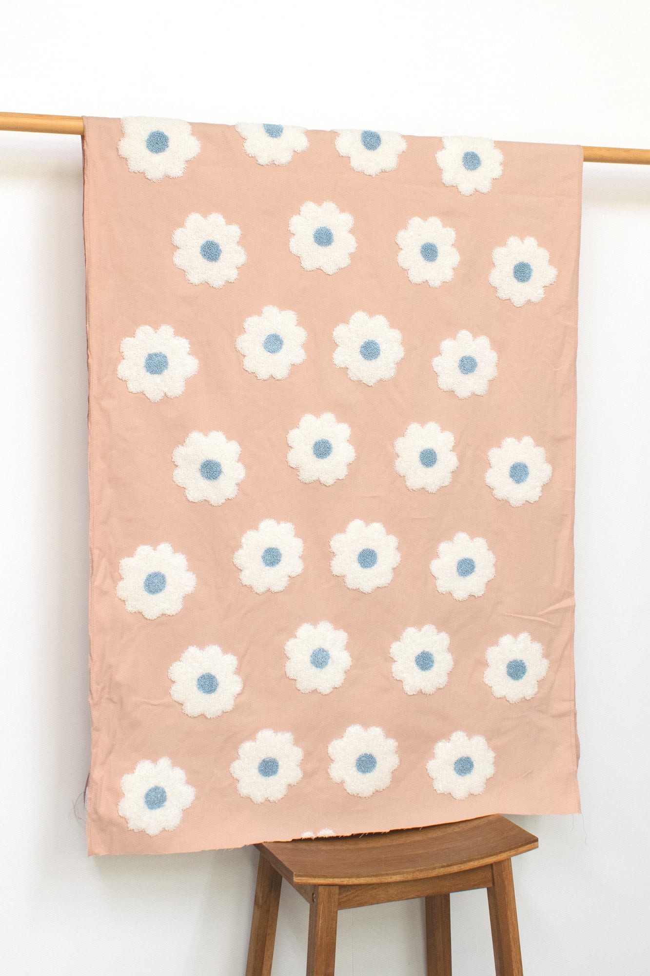 Japanese Fabric Punch Needling Style Floral Embroidery II - pink - 50cm