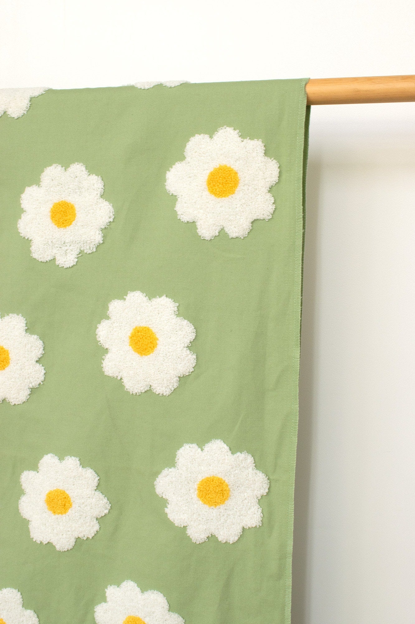 Japanese Fabric Punch Needling Style Floral Embroidery II - green - 50cm