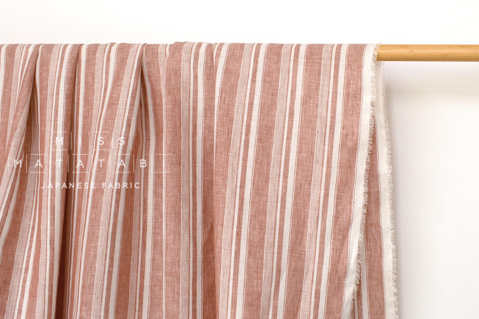 DEADSTOCK Japanese Fabric 100% Linen Stripes - 1 - 50cm