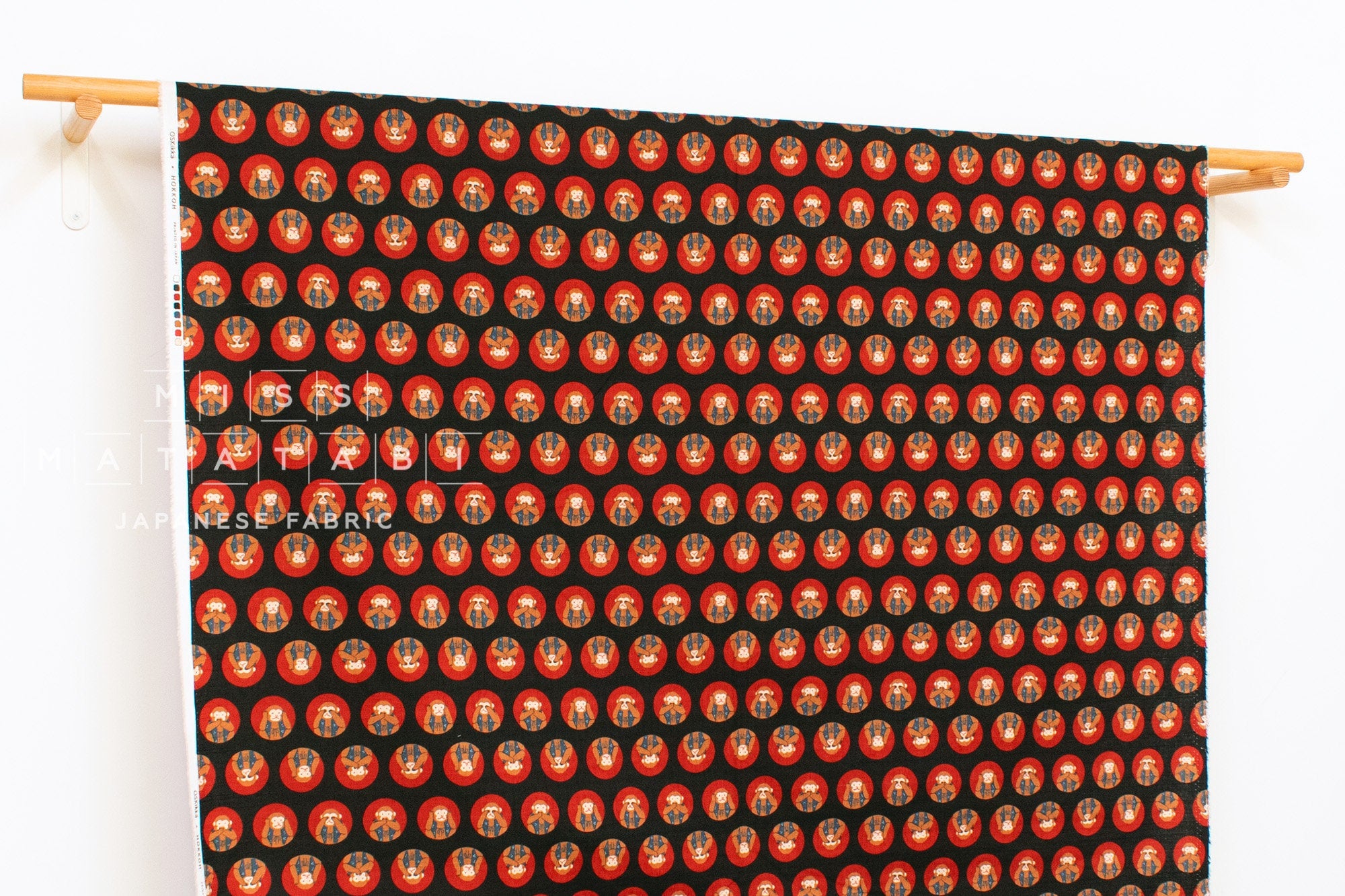 Japanese Fabric Three Wise Monkeys - E - 50cm