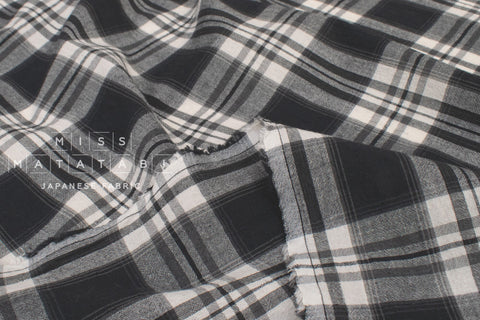 DEADSTOCK Japanese Fabric Yarn Dyed Cotton Plaid - black - 50cm