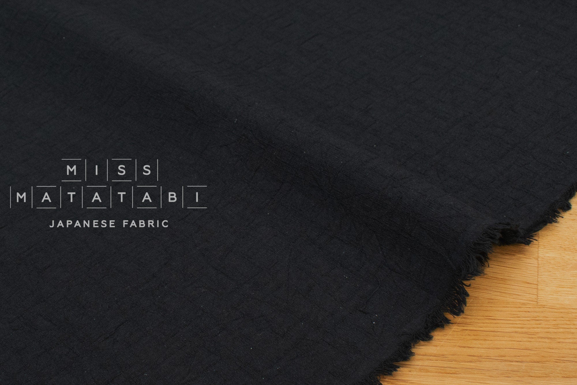 Japanese Fabric Momiji Tsumugi Washed Dobby - shikkoku - 50cm