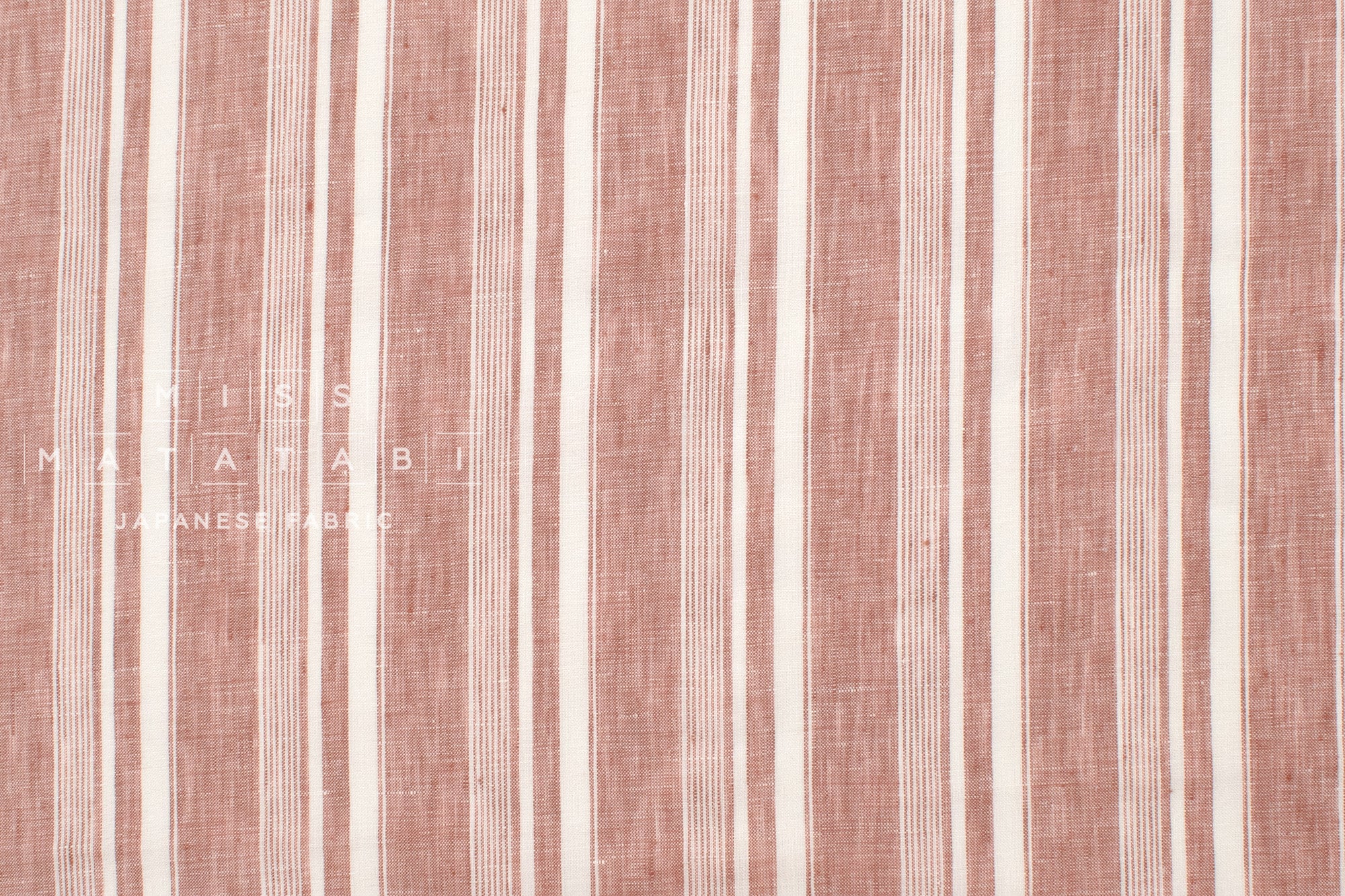 DEADSTOCK Japanese Fabric 100% Linen Stripes - 1 - 50cm