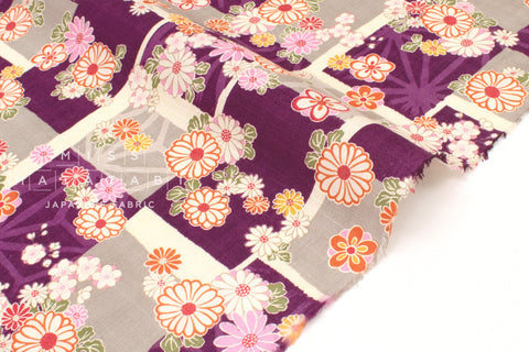 DEADSTOCK Japanese Fabric Wagara Windows - purple - 50cm