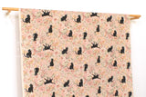 Japanese Fabric Boy Cat and Flowers - B - 50cm