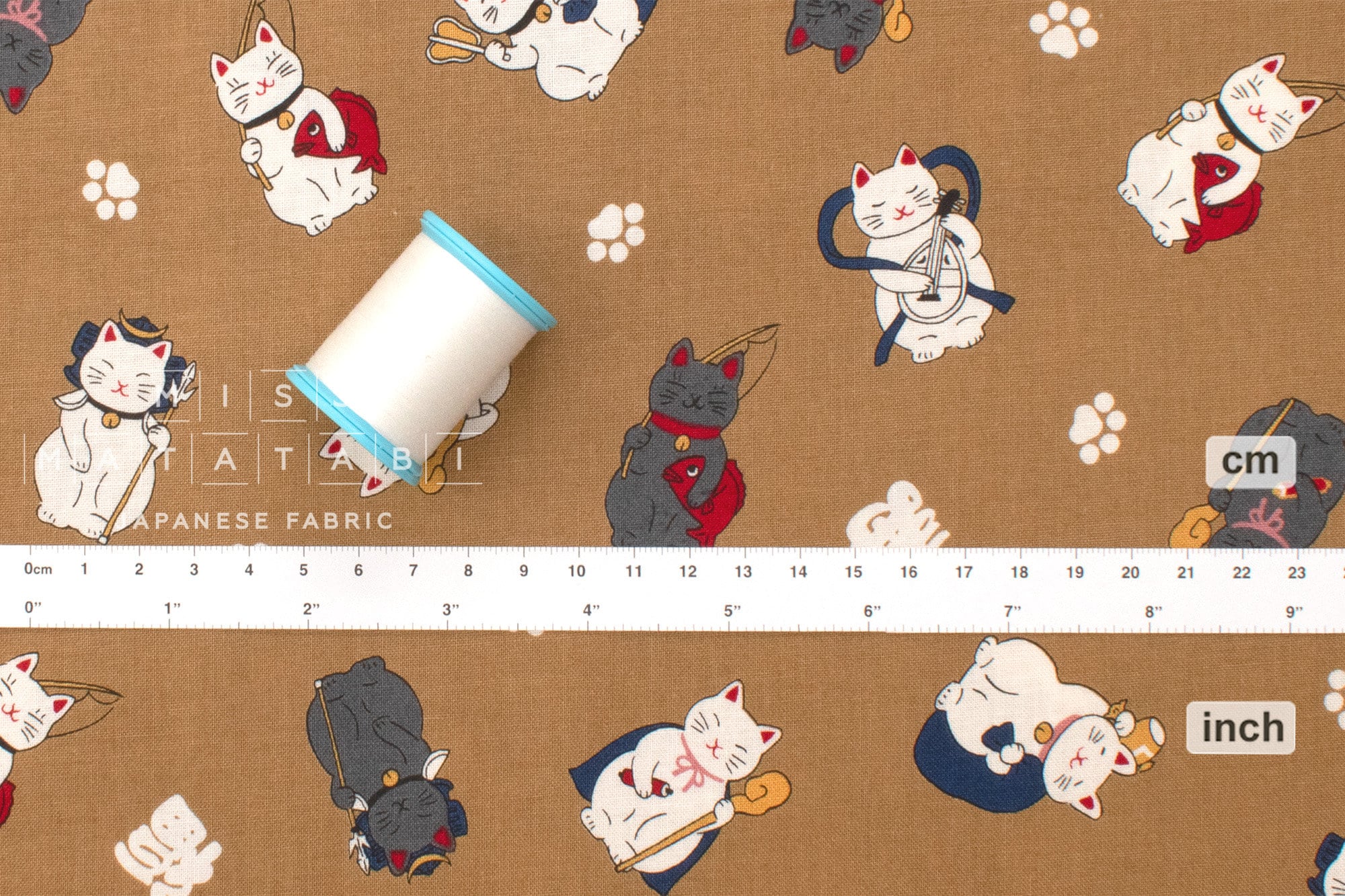 Japanese Fabric Seven Lucky Cats - A - 50cm