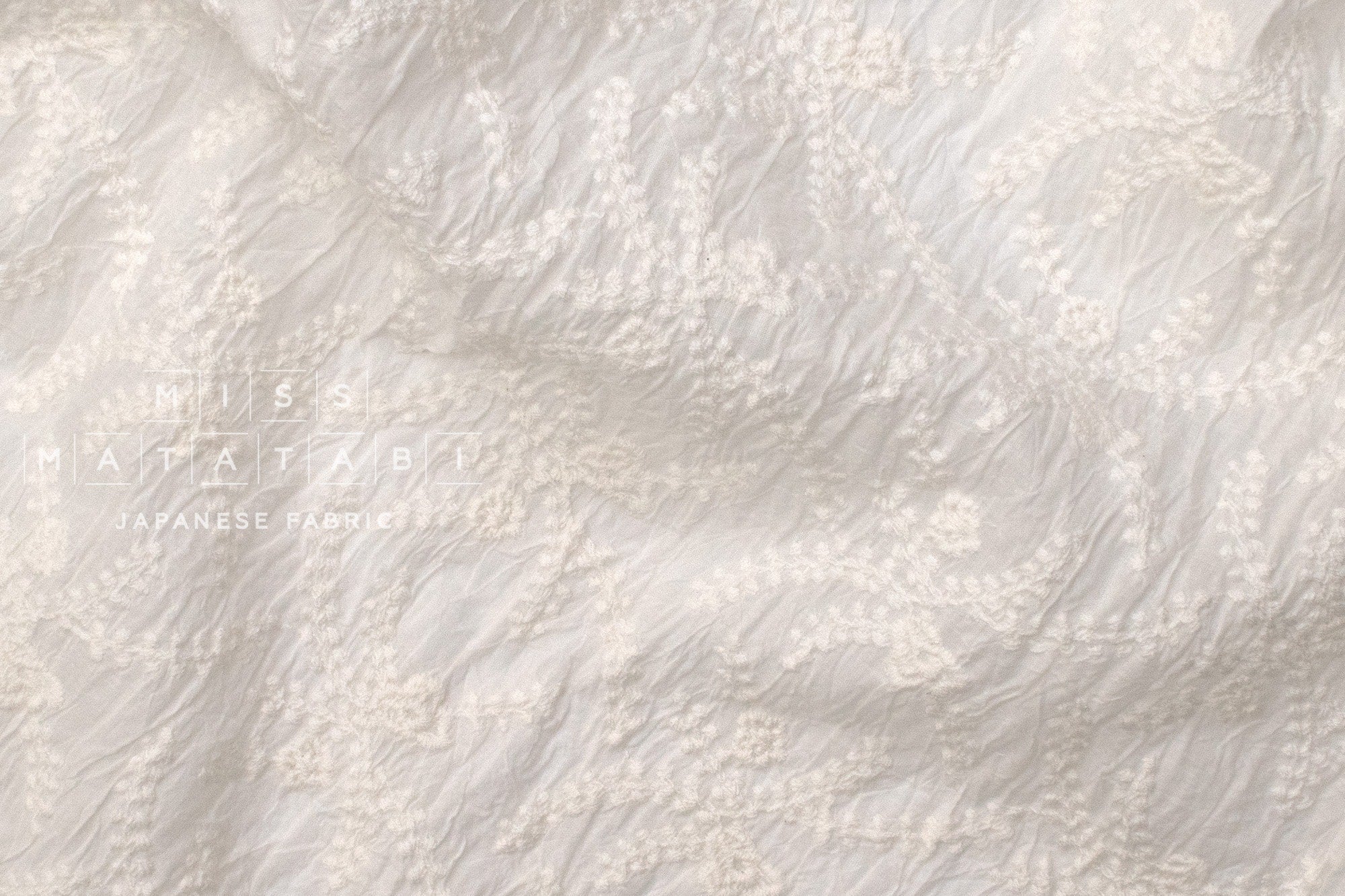 Japanese Fabric Shokunin Collection Sun-Dried Embroidered Cotton Lawn - white - 50cm