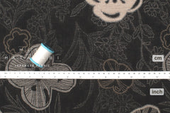 Japanese Fabric Yarn Dyed Woven Jacquard A - black, latte - 50cm