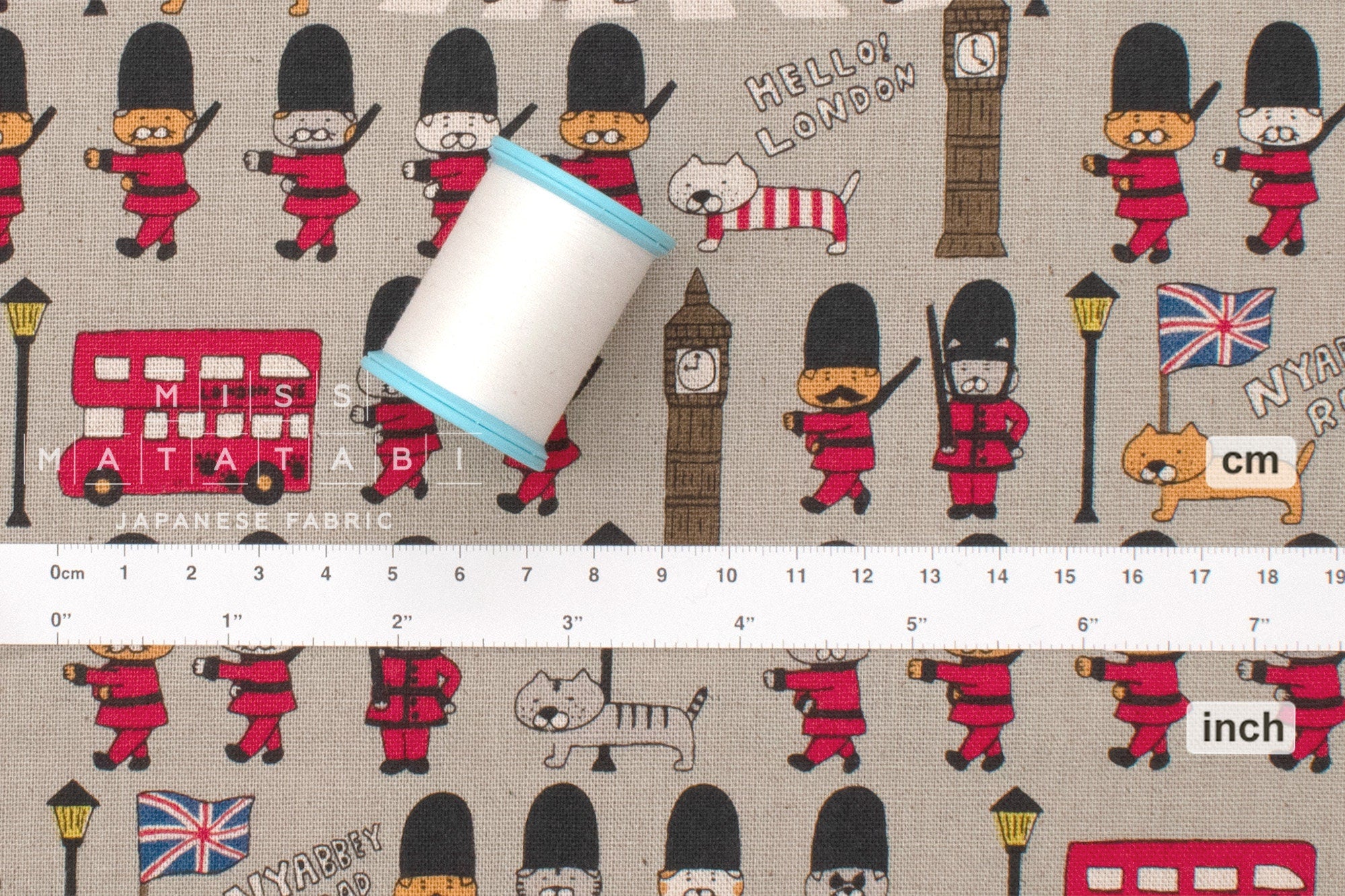 Japanese Fabric London Cats - E - 50cm