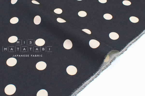 DEADSTOCK Japanese Fabric Polka Dots Brushed Cotton - black, cream - 50cm