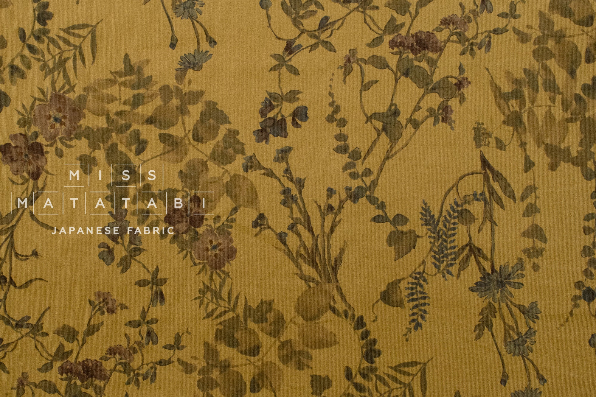 Japanese Fabric Corduroy Daisy Trail - B - 50cm