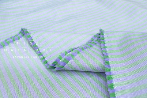 DEADSTOCK Japanese Fabric Yarn Dyed Stripes - green, purple - 50cm