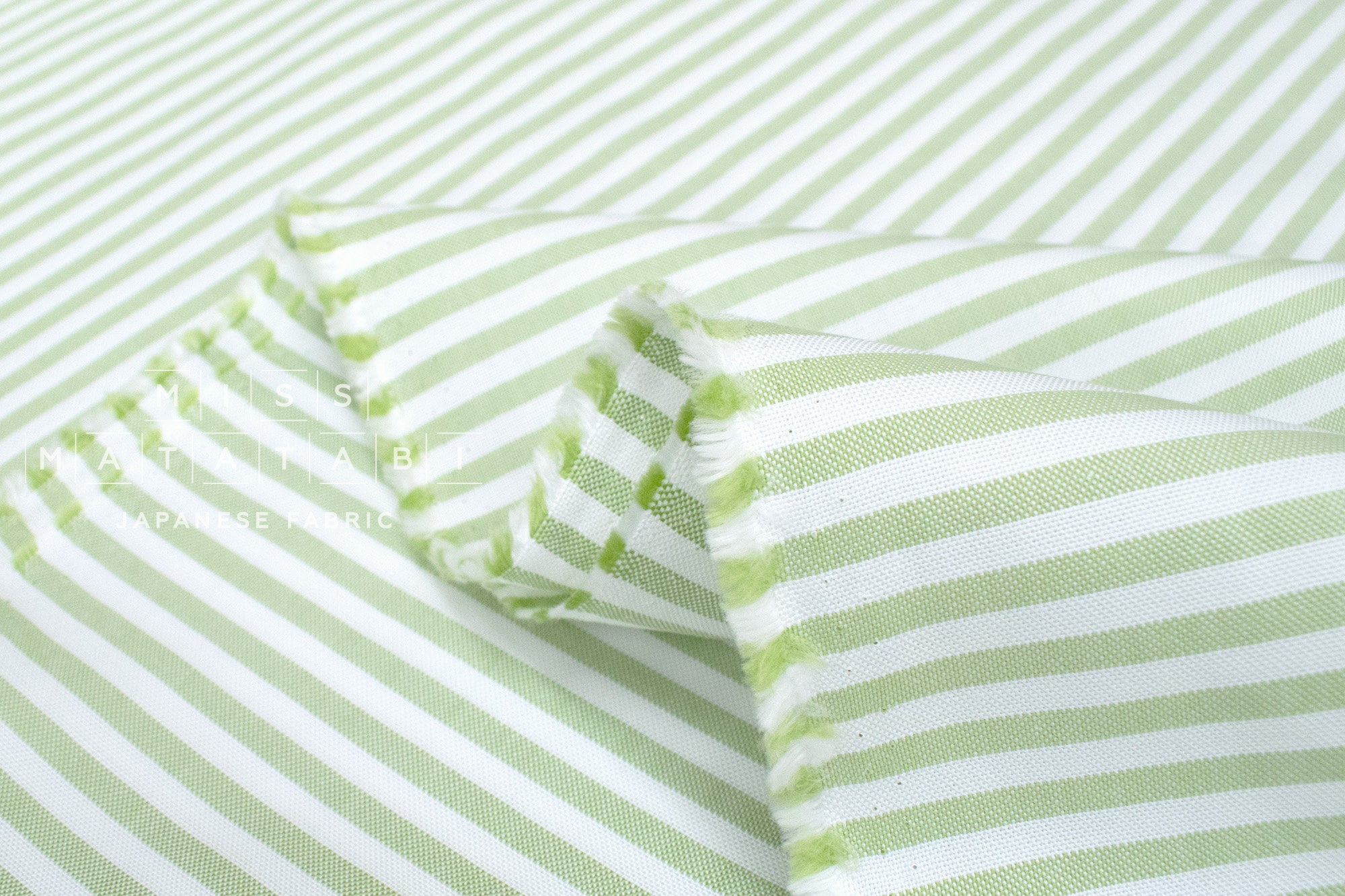 DEADSTOCK Japanese Fabric Yarn Dyed Stripes - green - 50cm
