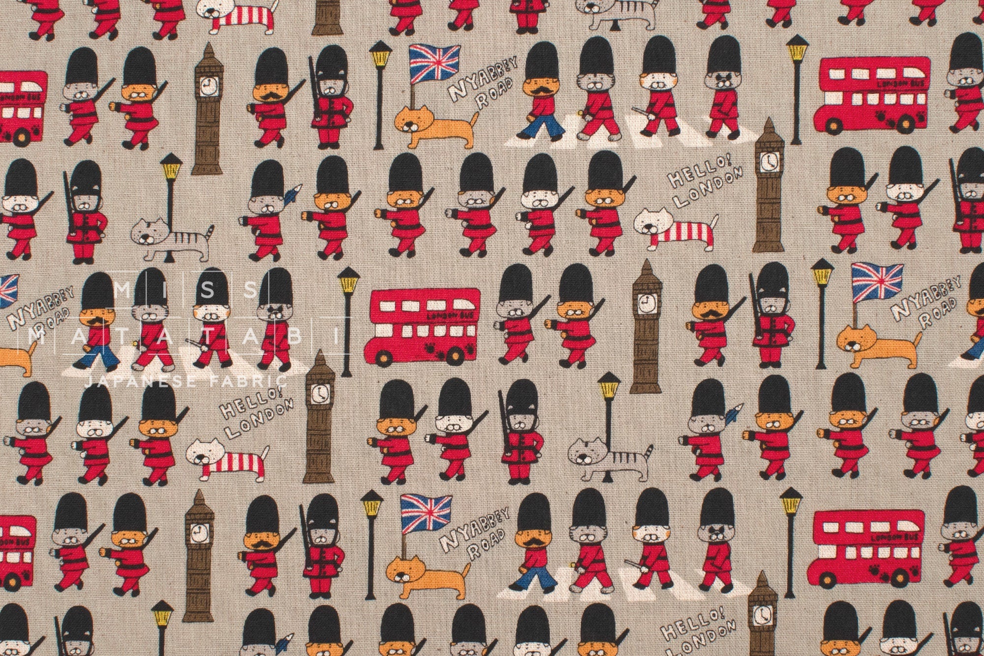 Japanese Fabric London Cats - E - 50cm