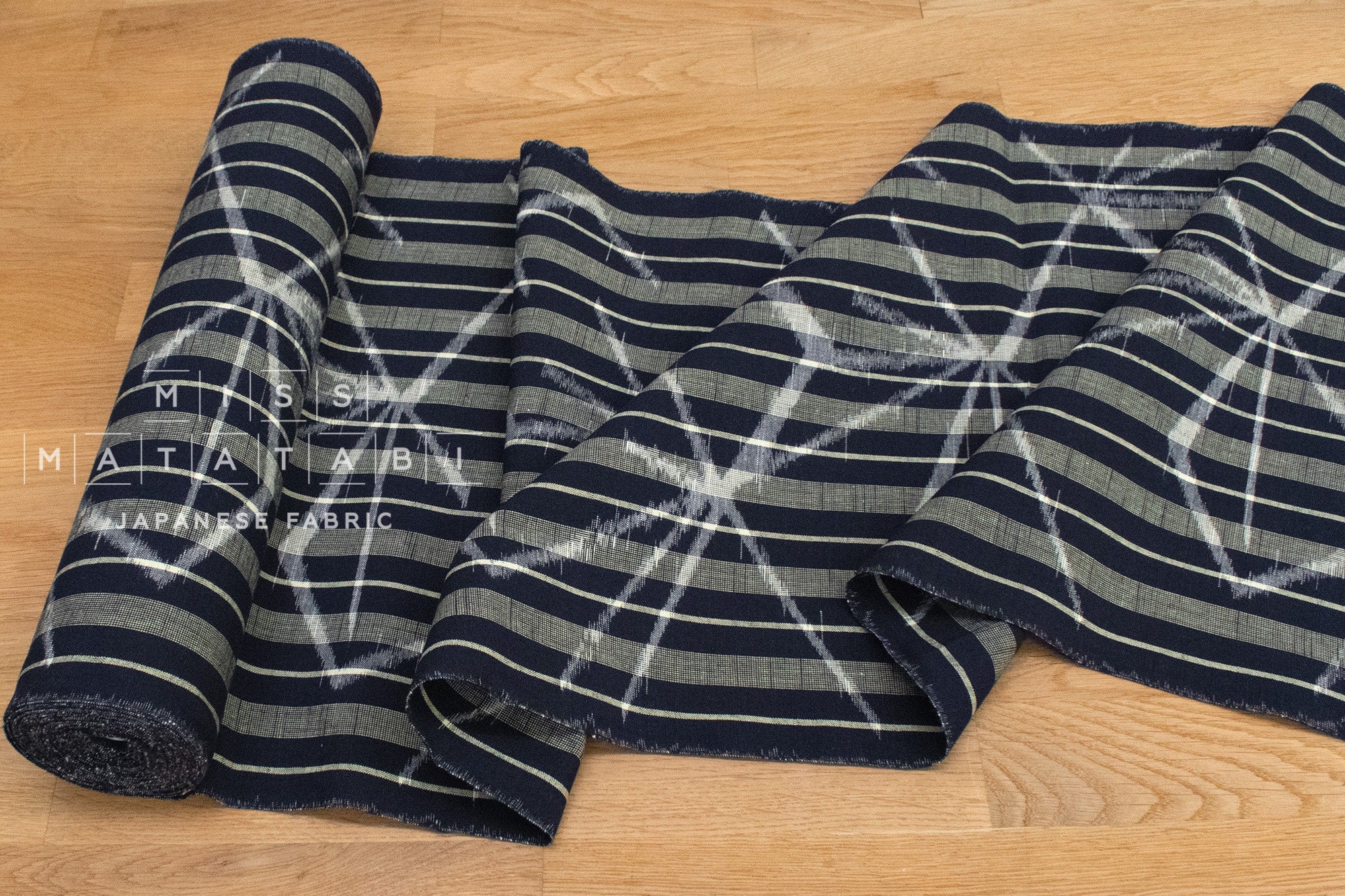 Shokunin Collection Kurume Kasuri Aizome Stripe Asanoha - 50cm