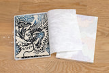 Shokunin Collection Hand-printed Chusen Japanese Tenugui Fabric - Year of the Dragon 2024 - Peony Dragon - blue, indigo - 50cm