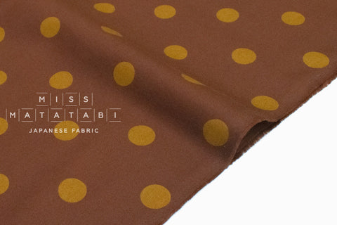 DEADSTOCK Japanese Fabric Polka Dots Brushed Cotton - brown - 50cm