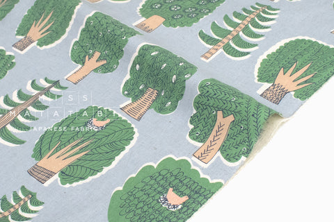 DEADSTOCK Japanese Fabric Trees Linen Blend - C - 50cm