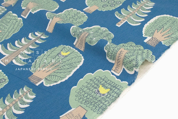 DEADSTOCK Japanese Fabric Trees Linen Blend - E - 50cm