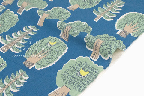 DEADSTOCK Japanese Fabric Trees Linen Blend - E - 50cm