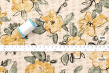 Japanese Fabric Cotton Linen Ripple Drawn Floral - A - 50cm