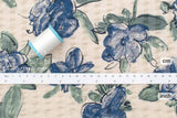 Japanese Fabric Cotton Linen Ripple Drawn Floral - B - 50cm