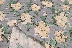 Japanese Fabric Cotton Linen Ripple Drawn Floral - D - 50cm