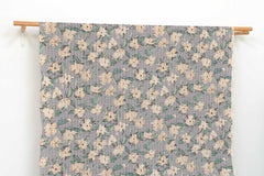 Japanese Fabric Cotton Linen Ripple Drawn Floral - D - 50cm