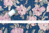 Japanese Fabric Cotton Linen Ripple Drawn Floral - E - 50cm