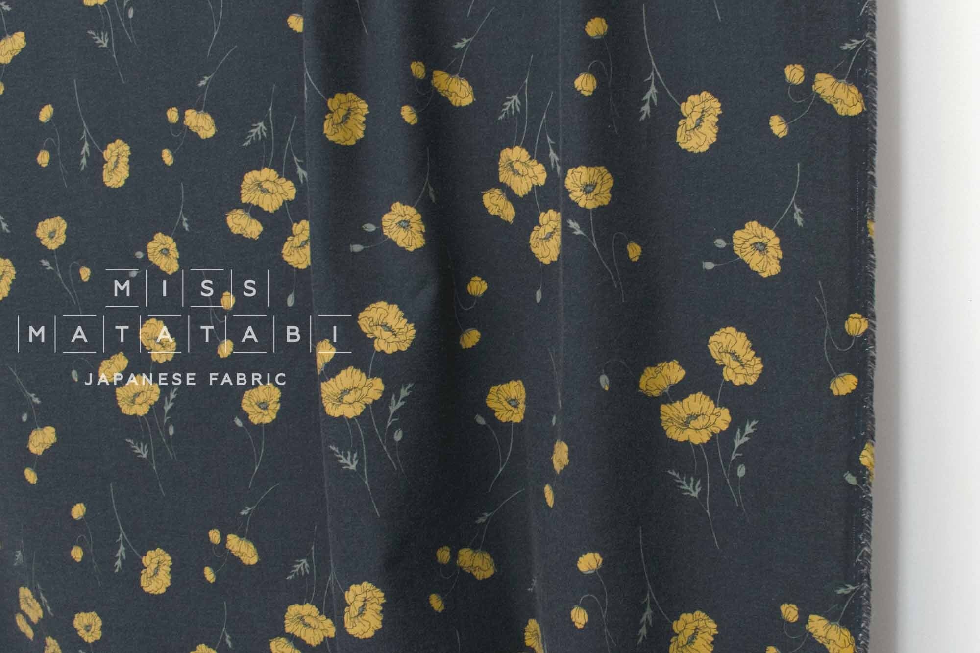 Japanese Fabric Hokkoh Poppies Brushed Cotton - D - 50cm
